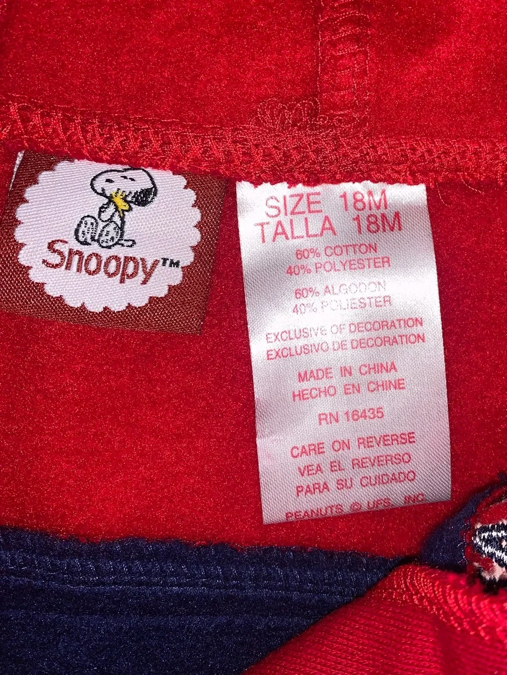 Vintage Snoopy Y2k zip up hoodie Red White and Blue striped 18 months